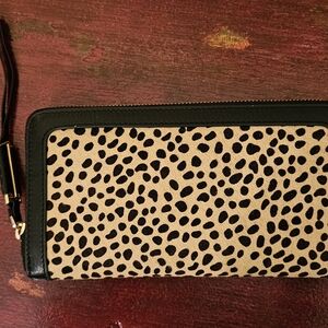 Stella & Dot Black and Tan Animal Print Wallet